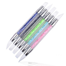 5pcs Nail Carvings Embossing Art Pen Nail Gel Tip Pen With Double Head Drill Super Soft Silicone Nail Art Pen Set